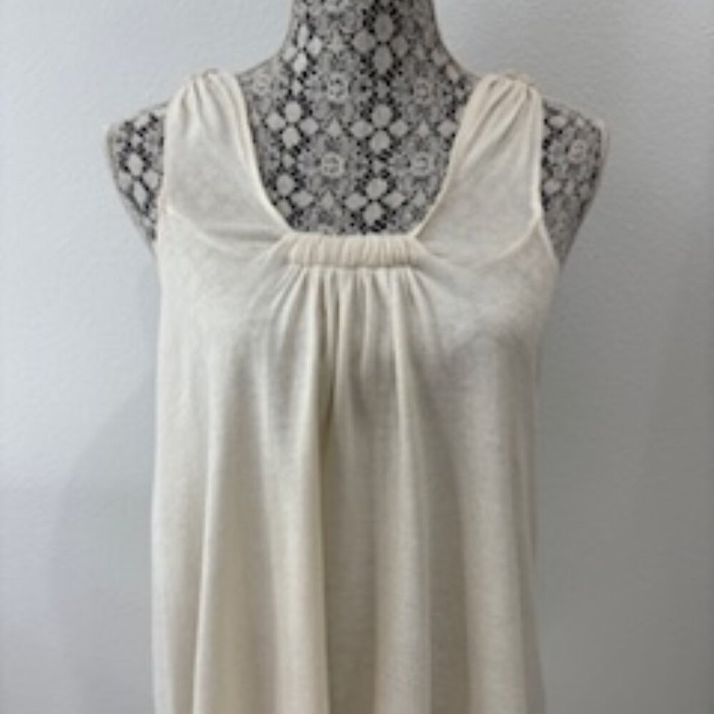 Anthropologie MOTH Ivory Knit Crochet Racerback Tank Top, Size Small